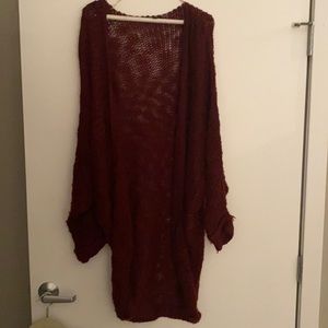 Burgundy Knit Cardigan | long